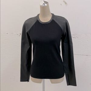 Ralph Lauren Black Label Top with Leather Sleeves